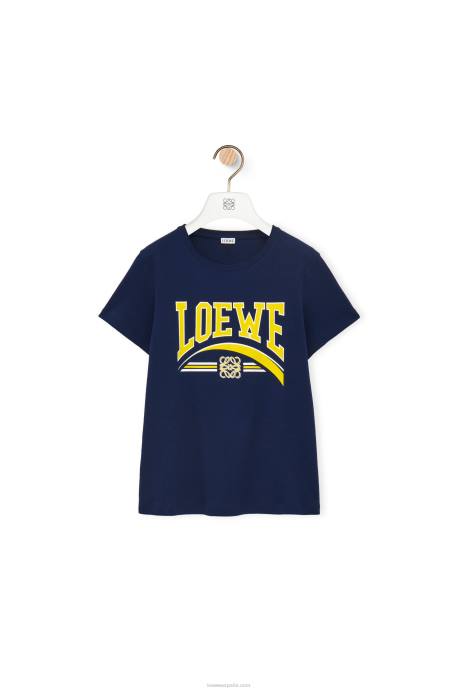 Loewe mujer camiseta de algodón LP64837 azul profundo