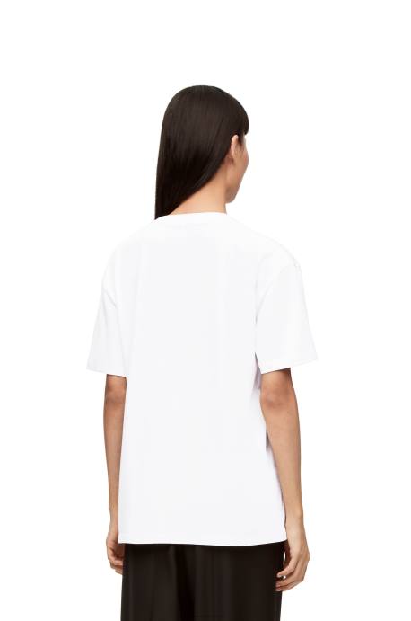 Loewe mujer camiseta de punto de algodón con flor de anturio LP64798 blanco rojo