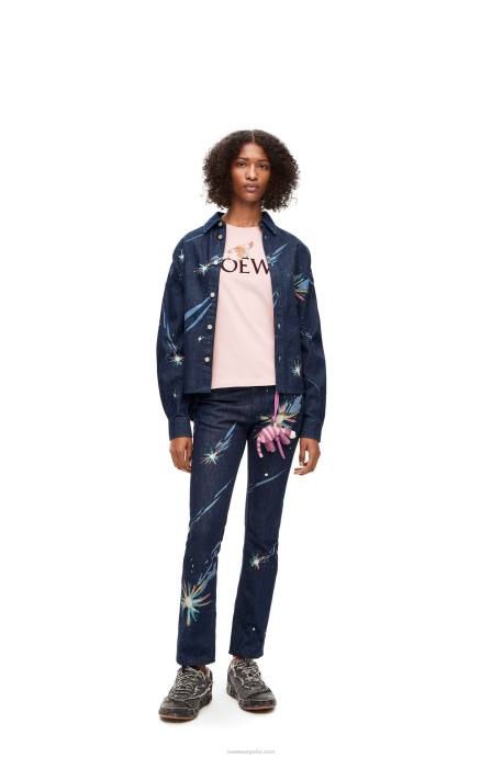 Loewe mujer camiseta heen de algodón LP64832 tiza