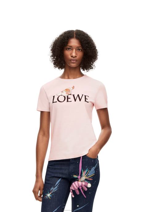 Loewe mujer camiseta heen de algodón LP64832 tiza