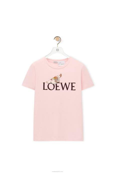 Loewe mujer camiseta heen de algodón LP64832 tiza