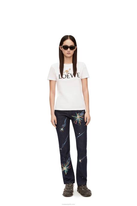 Loewe mujer camiseta heen de algodón LP64833 blanco