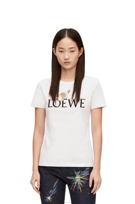 Loewe mujer camiseta heen de algodón LP64833 blanco