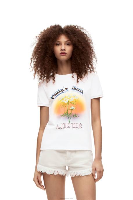 Loewe mujer camiseta hinojo de algodón LP64783 blanco/multicolor