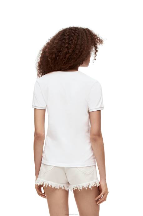 Loewe mujer camiseta hinojo de algodón LP64783 blanco/multicolor