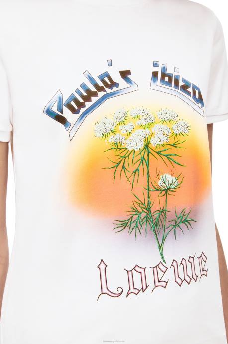 Loewe mujer camiseta hinojo de algodón LP64783 blanco/multicolor