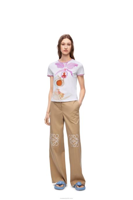 Loewe mujer camiseta maruja mallo slim fit de algodón LP64776 blanco/multicolor