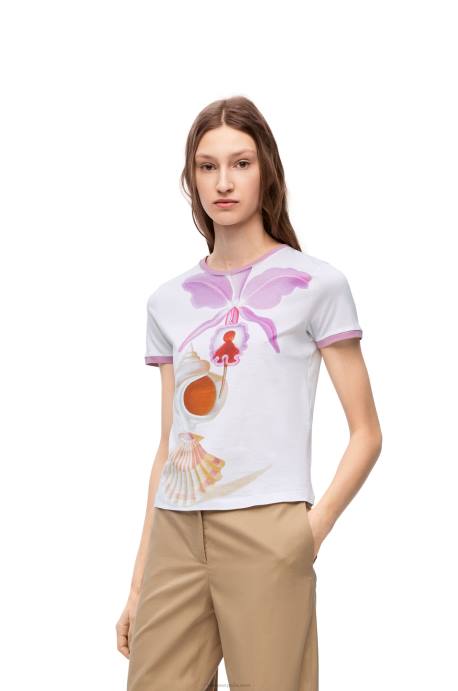 Loewe mujer camiseta maruja mallo slim fit de algodón LP64776 blanco/multicolor