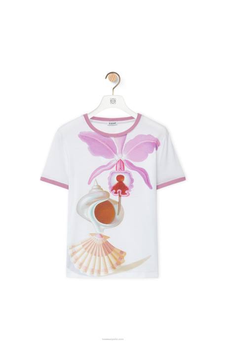 Loewe mujer camiseta maruja mallo slim fit de algodón LP64776 blanco/multicolor