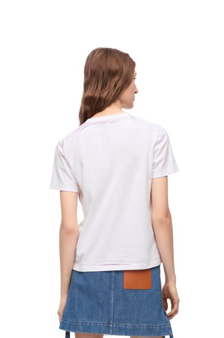 Loewe mujer camiseta regular fit de algodón LP64771 blanco/rosa multicolor