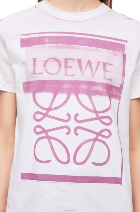 Loewe mujer camiseta regular fit de algodón LP64771 blanco/rosa multicolor