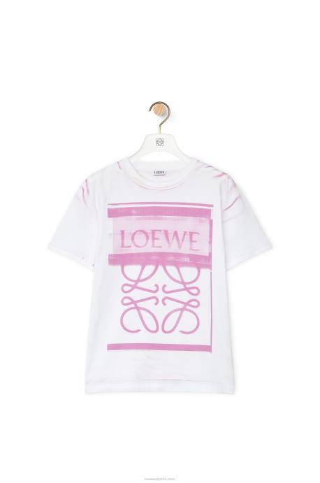 Loewe mujer camiseta regular fit de algodón LP64771 blanco/rosa multicolor