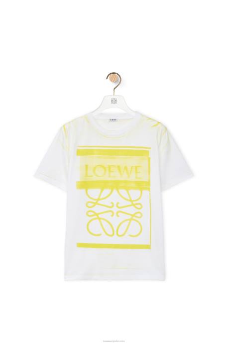 Loewe mujer camiseta regular fit de algodón LP64772 blanco amarillo