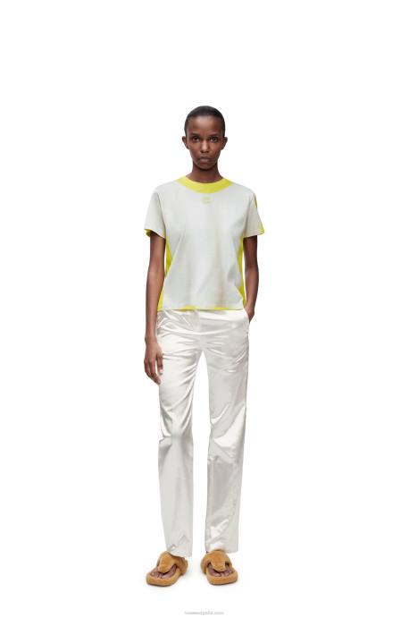 Loewe mujer camiseta regular fit de algodón LP64773 blanco amarillo