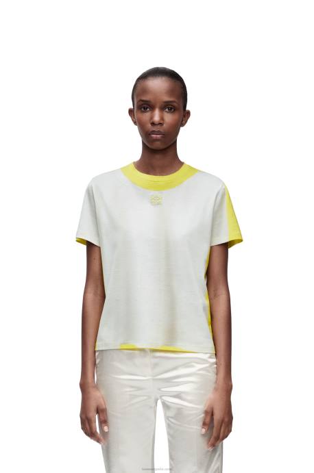 Loewe mujer camiseta regular fit de algodón LP64773 blanco amarillo