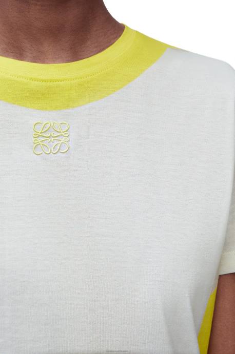 Loewe mujer camiseta regular fit de algodón LP64773 blanco amarillo