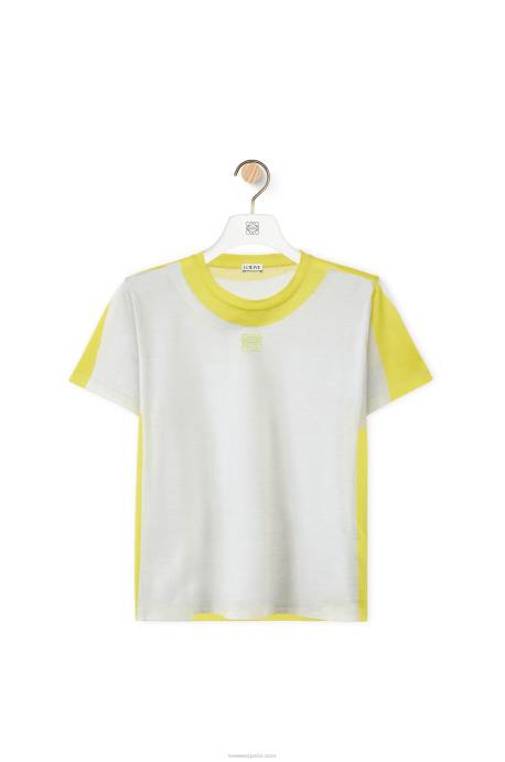 Loewe mujer camiseta regular fit de algodón LP64773 blanco amarillo