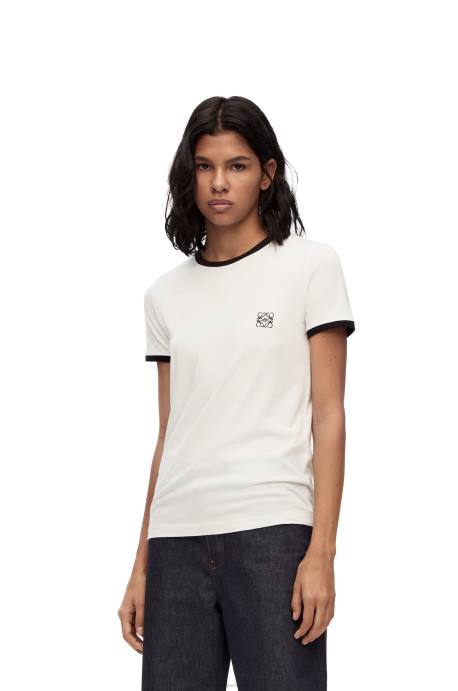 Loewe mujer camiseta slim fit fit de algodón LP64797 blanco