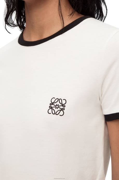 Loewe mujer camiseta slim fit fit de algodón LP64797 blanco