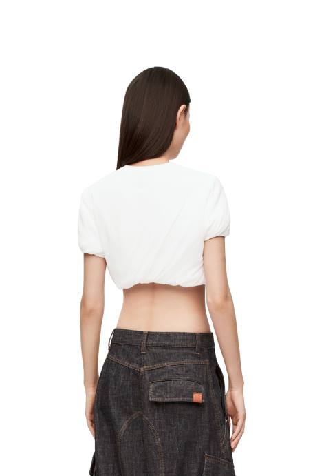 Loewe mujer crop top acolchado en gasa de seda elástica LP64901 blanco