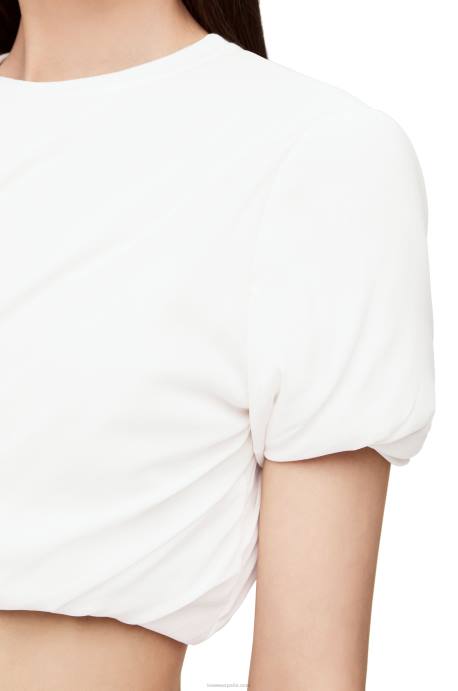 Loewe mujer crop top acolchado en gasa de seda elástica LP64901 blanco