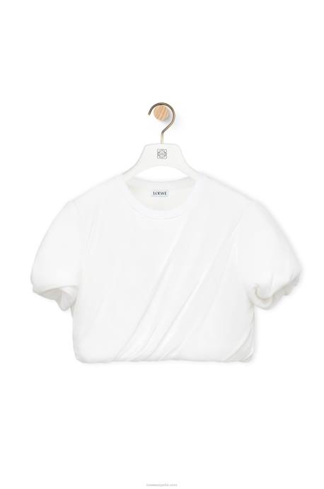 Loewe mujer crop top acolchado en gasa de seda elástica LP64901 blanco