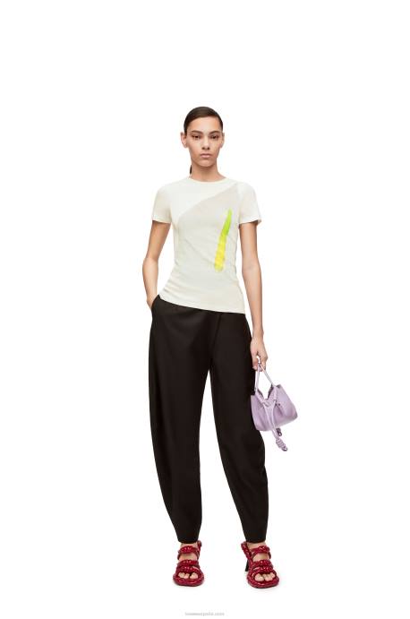Loewe mujer top anthurium en punto de canalé de algodón LP64883 blanco/multicolor