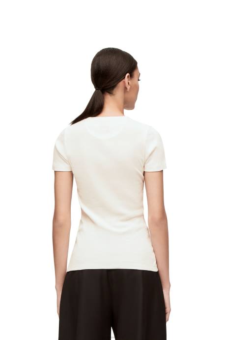 Loewe mujer top anthurium en punto de canalé de algodón LP64883 blanco/multicolor
