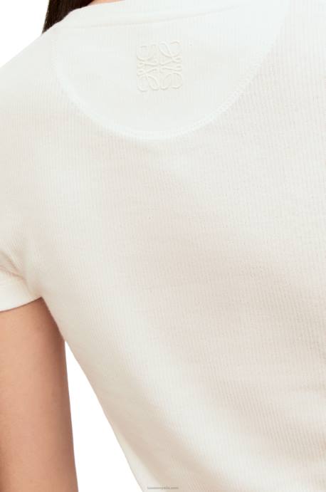Loewe mujer top anthurium en punto de canalé de algodón LP64883 blanco/multicolor