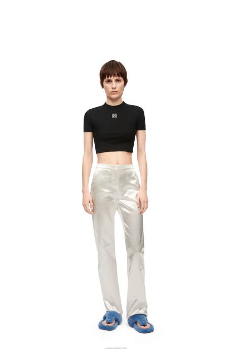Loewe mujer top corto de algodón LP64888 negro