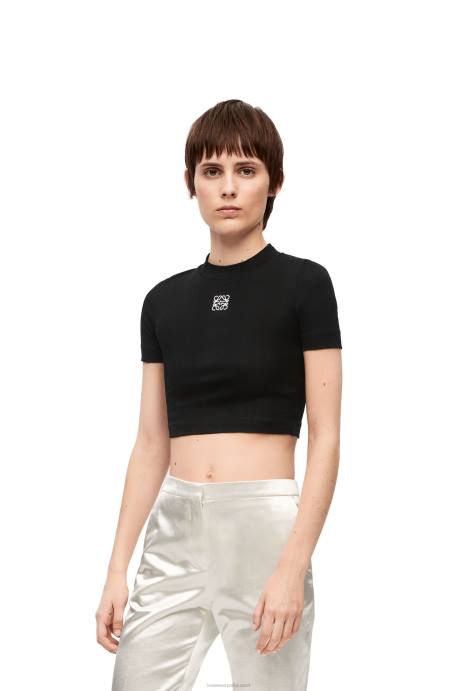 Loewe mujer top corto de algodón LP64888 negro