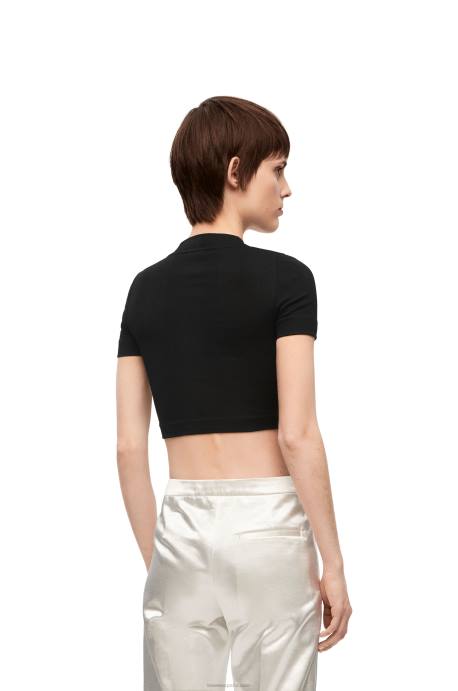 Loewe mujer top corto de algodón LP64888 negro
