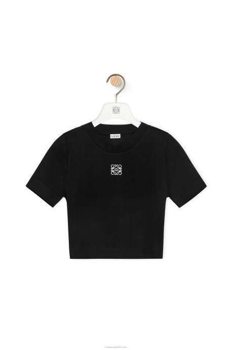 Loewe mujer top corto de algodón LP64888 negro
