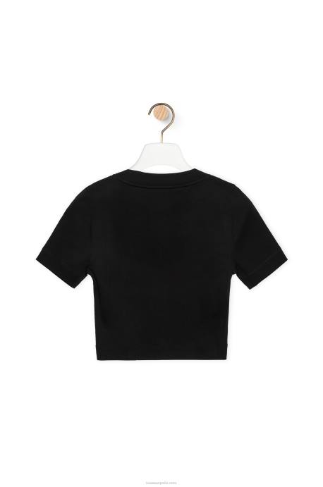 Loewe mujer top corto de algodón LP64888 negro