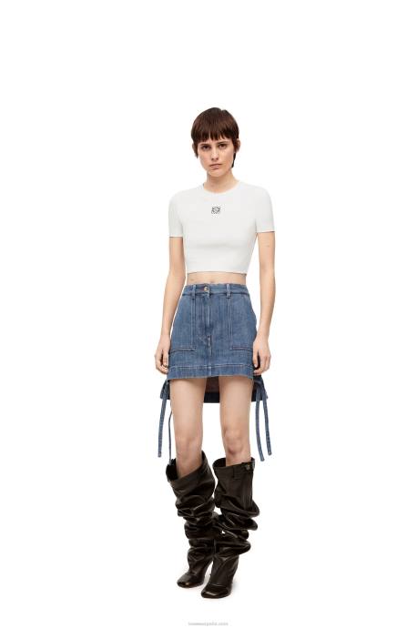 Loewe mujer top corto de algodón LP64897 blanco