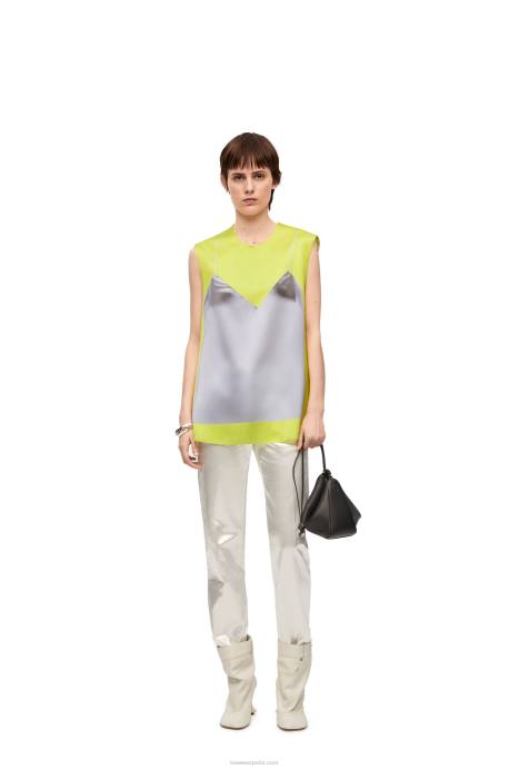 Loewe mujer top de raso técnico LP64853 amarillo/gris