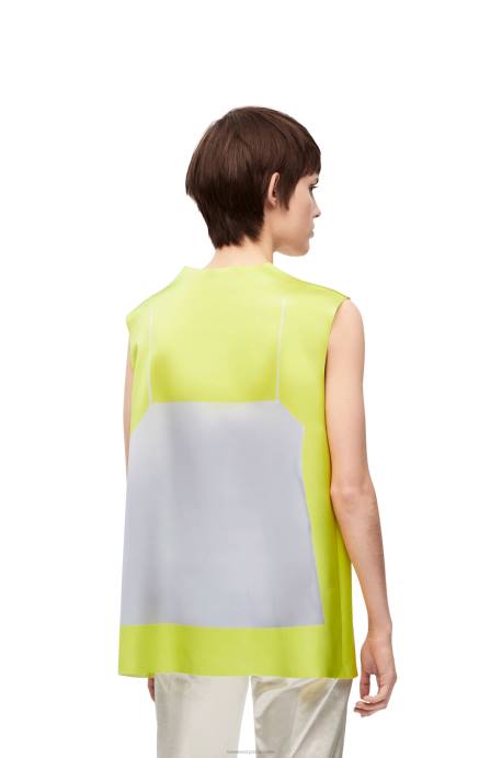 Loewe mujer top de raso técnico LP64853 amarillo/gris