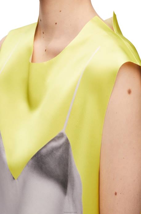 Loewe mujer top de raso técnico LP64853 amarillo/gris