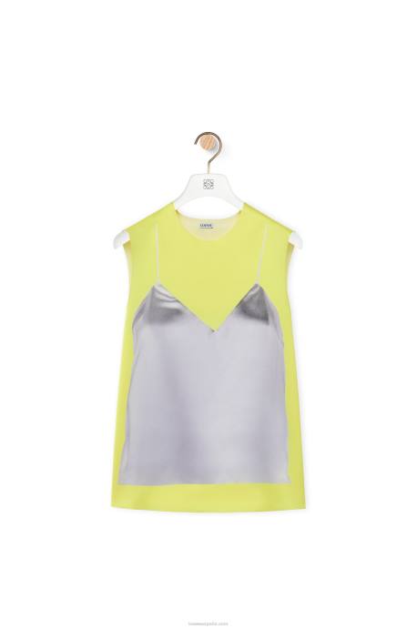 Loewe mujer top de raso técnico LP64853 amarillo/gris