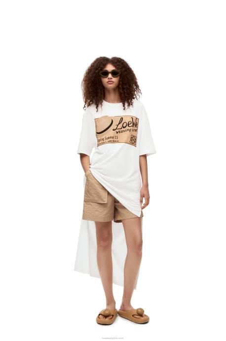 Loewe mujer vestido estilo camiseta con gorro de algodón LP64791 blanco