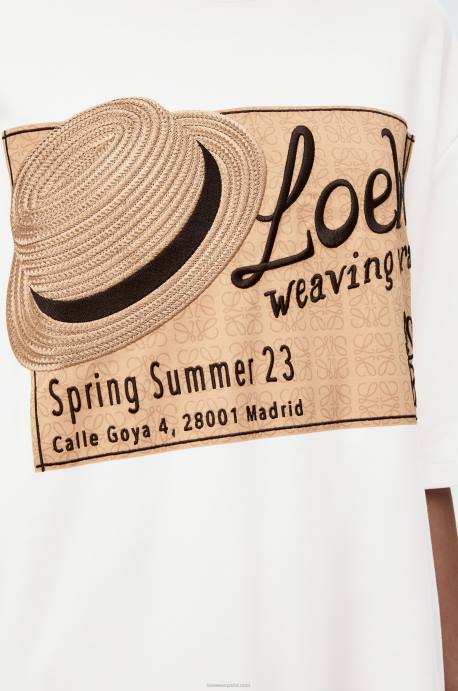 Loewe mujer vestido estilo camiseta con gorro de algodón LP64791 blanco