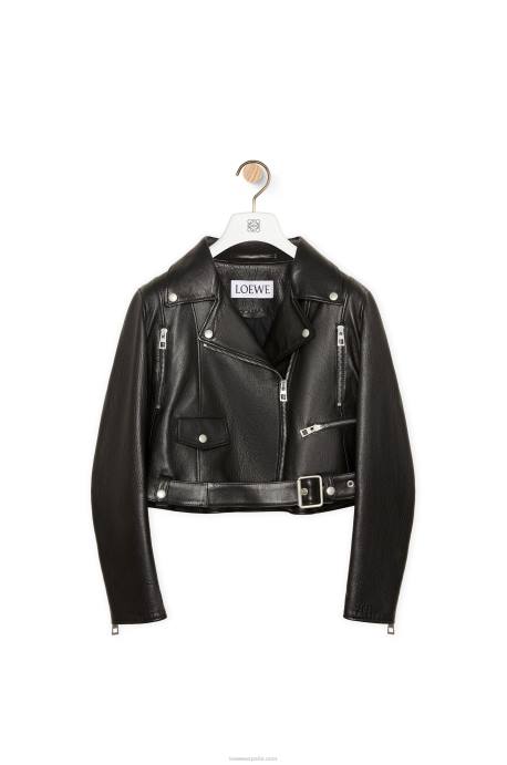 Loewe mujer Cazadora biker anthurium de napa LP641110 negro/multicolor