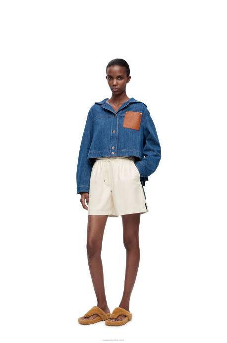 Loewe mujer Chaqueta corta de trabajo en denim LP641162 azul rojo