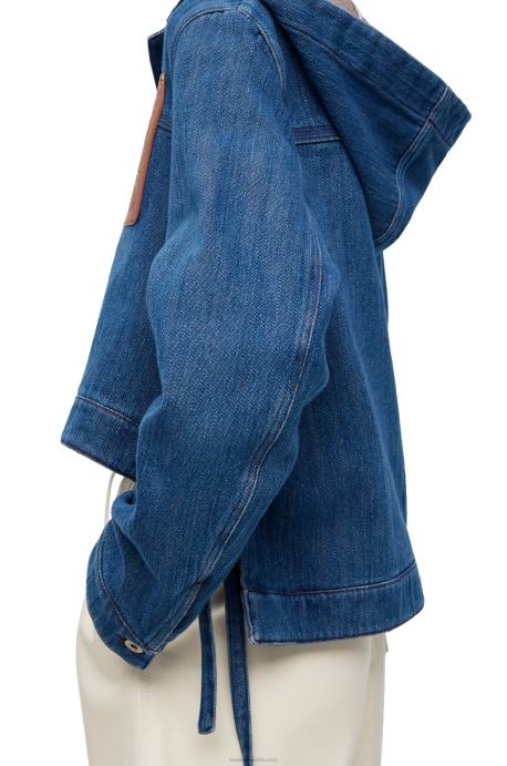 Loewe mujer Chaqueta corta de trabajo en denim LP641162 azul rojo
