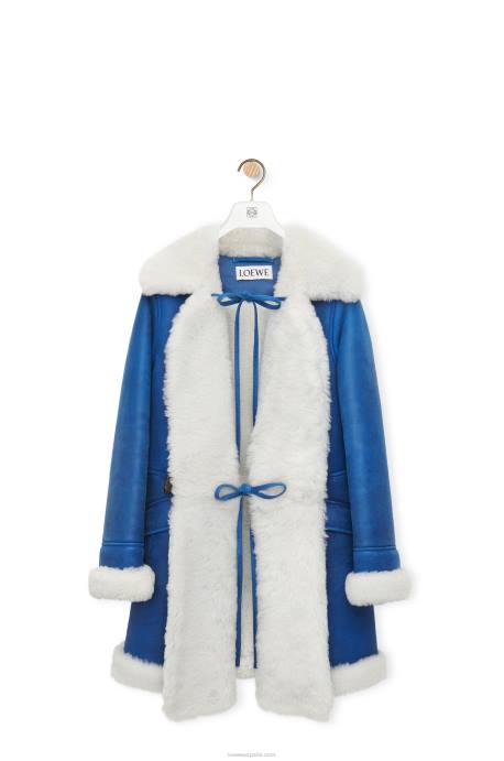 Loewe mujer abrigo de piel de oveja LP641119 blanco azul