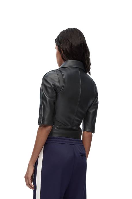 Loewe mujer cazadora biker corta de napa LP641116 negro