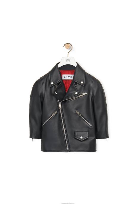 Loewe mujer cazadora biker corta de napa LP641116 negro