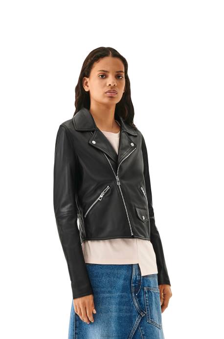 Loewe mujer cazadora biker de napa de cordero LP641138 negro