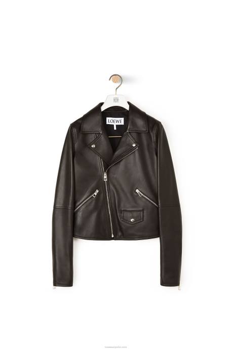 Loewe mujer cazadora biker de napa de cordero LP641138 negro