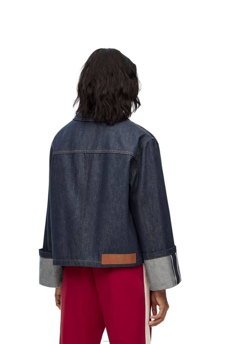 Loewe mujer chamarra de pescador con vuelta en denim LP641183 mezclilla cruda